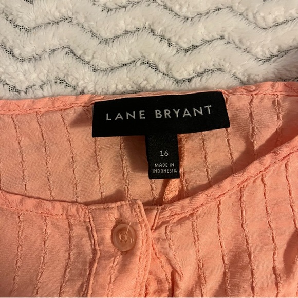 Lane Bryant Orange Button Down Long Sleeve Texturized Blouse Sz 16 - Picture 6 of 8